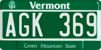 VT license plate AGK369