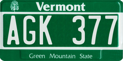 VT license plate AGK377