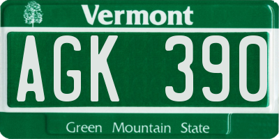 VT license plate AGK390