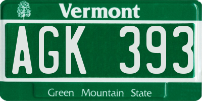 VT license plate AGK393