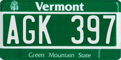 VT license plate AGK397