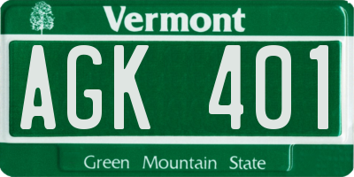 VT license plate AGK401