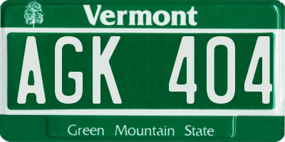 VT license plate AGK404