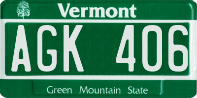VT license plate AGK406