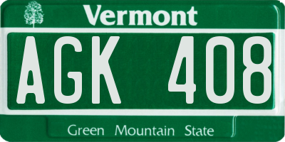VT license plate AGK408