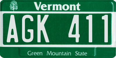VT license plate AGK411