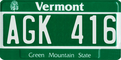 VT license plate AGK416