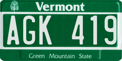 VT license plate AGK419