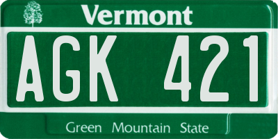 VT license plate AGK421