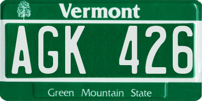 VT license plate AGK426