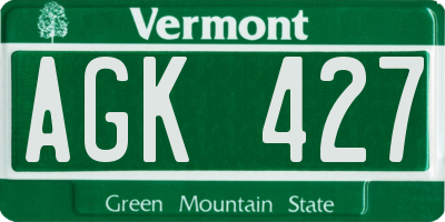 VT license plate AGK427