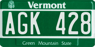 VT license plate AGK428