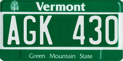 VT license plate AGK430