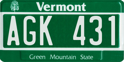 VT license plate AGK431