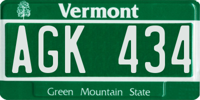 VT license plate AGK434