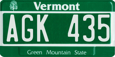 VT license plate AGK435