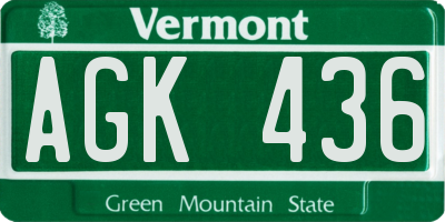 VT license plate AGK436