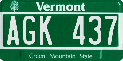 VT license plate AGK437