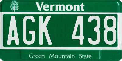 VT license plate AGK438