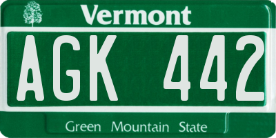 VT license plate AGK442