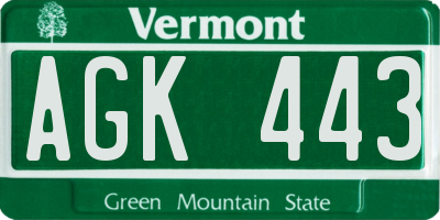 VT license plate AGK443
