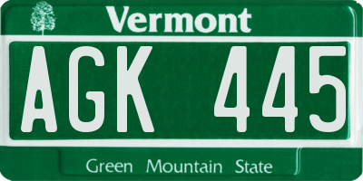 VT license plate AGK445