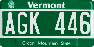 VT license plate AGK446