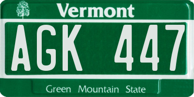 VT license plate AGK447