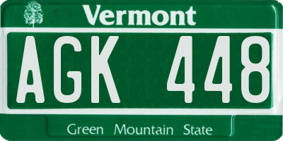 VT license plate AGK448