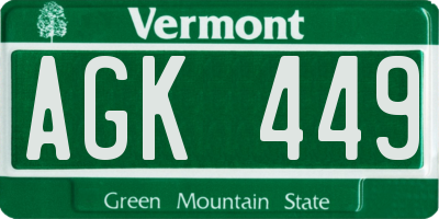 VT license plate AGK449