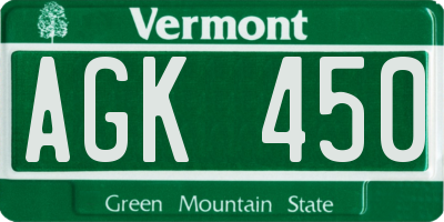 VT license plate AGK450