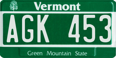 VT license plate AGK453