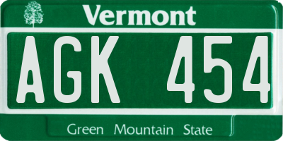 VT license plate AGK454