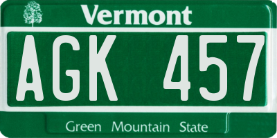 VT license plate AGK457