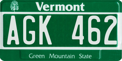 VT license plate AGK462