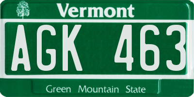 VT license plate AGK463