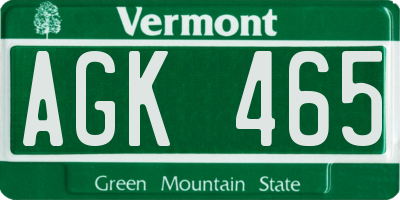 VT license plate AGK465