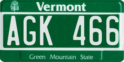 VT license plate AGK466