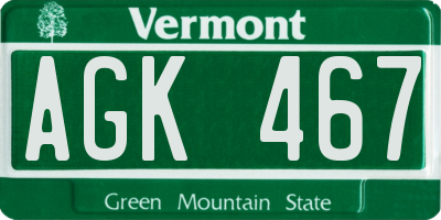 VT license plate AGK467