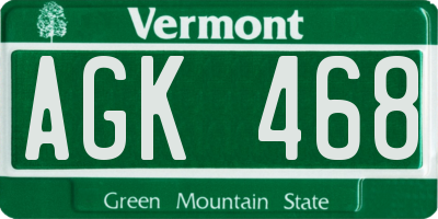 VT license plate AGK468