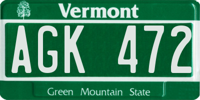 VT license plate AGK472