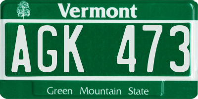 VT license plate AGK473