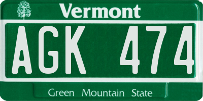 VT license plate AGK474