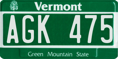 VT license plate AGK475