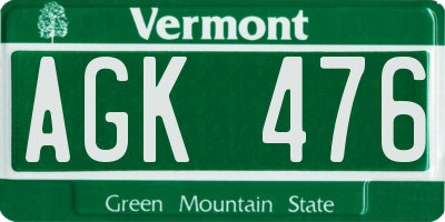 VT license plate AGK476