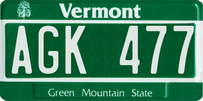 VT license plate AGK477