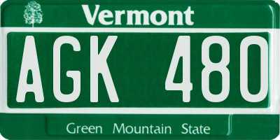 VT license plate AGK480