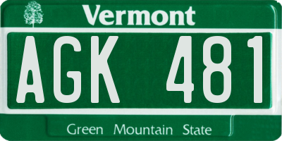 VT license plate AGK481