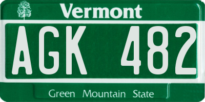 VT license plate AGK482