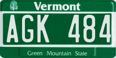 VT license plate AGK484